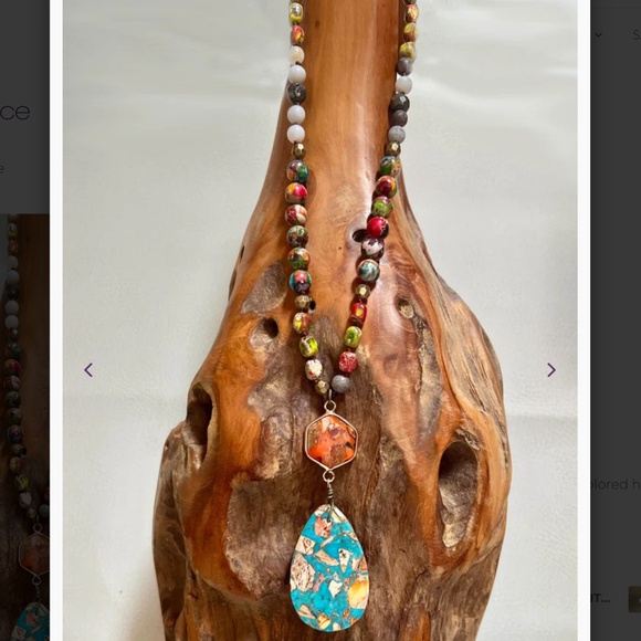 Bohemian “ Moab “ Boho Beaded Necklace with Teardrop Pendant R2A - Picture 4 of 4